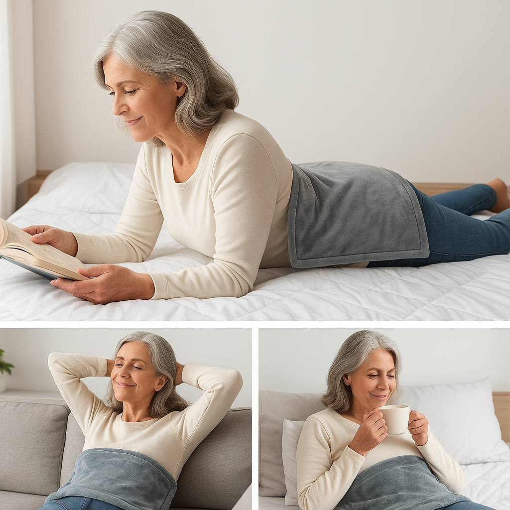 Coussin chauffant dos femme séances relaxation