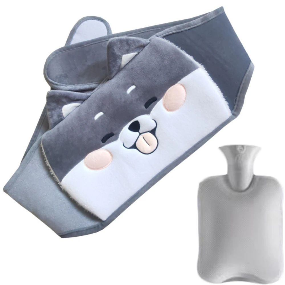 bouillotte peluche gris chiot