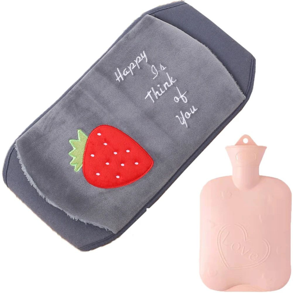 bouillotte peluche gris fraise