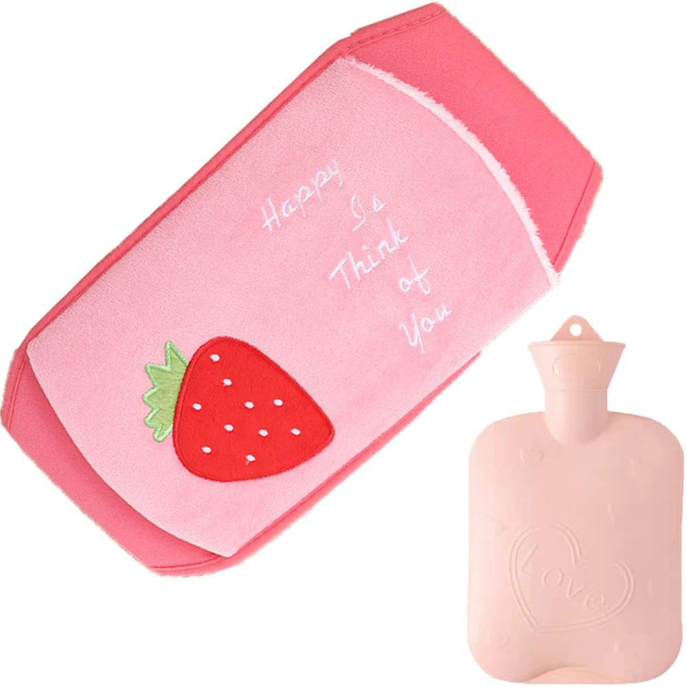 bouillotte peluche rouge rosee