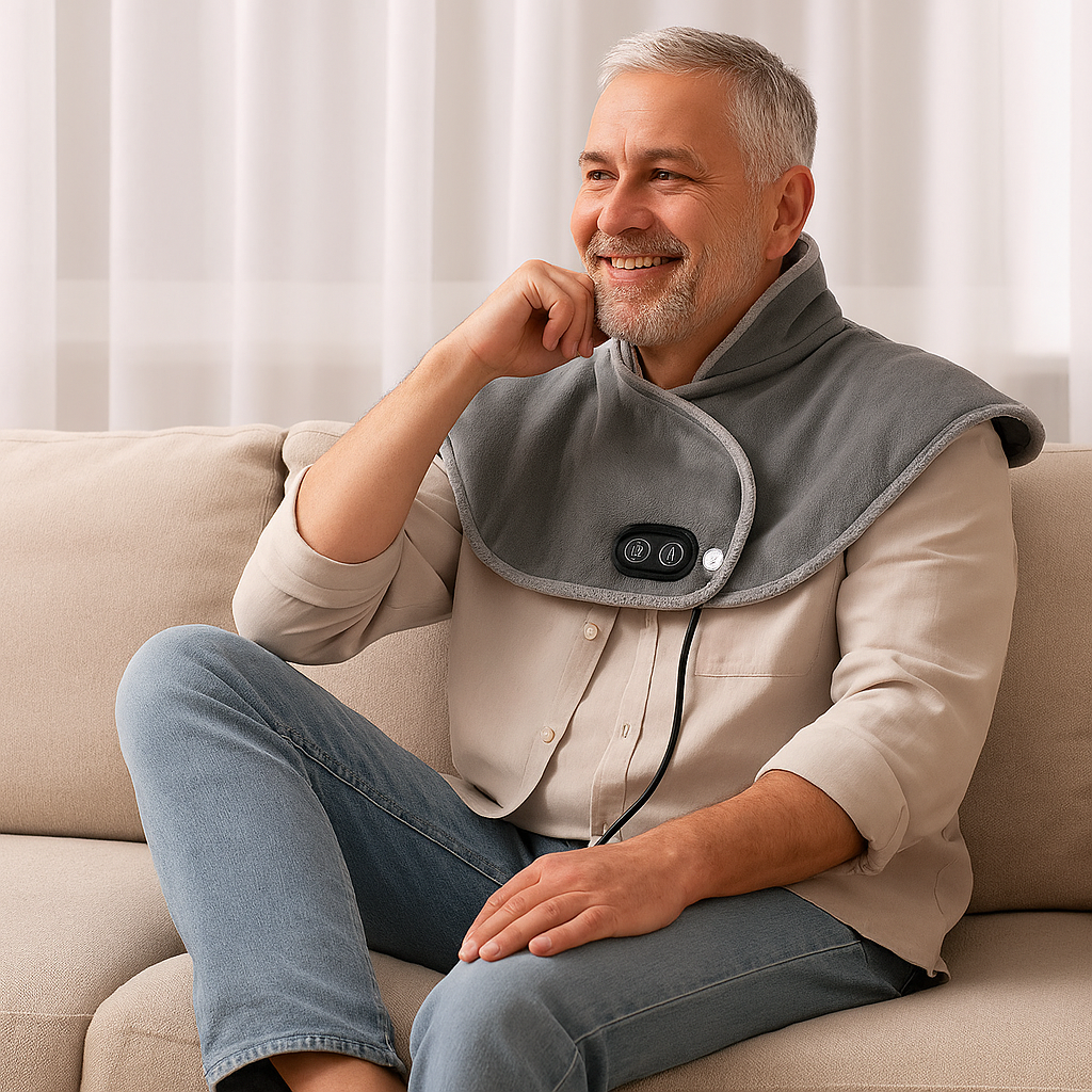 coussin cervical chauffant homme seance massage