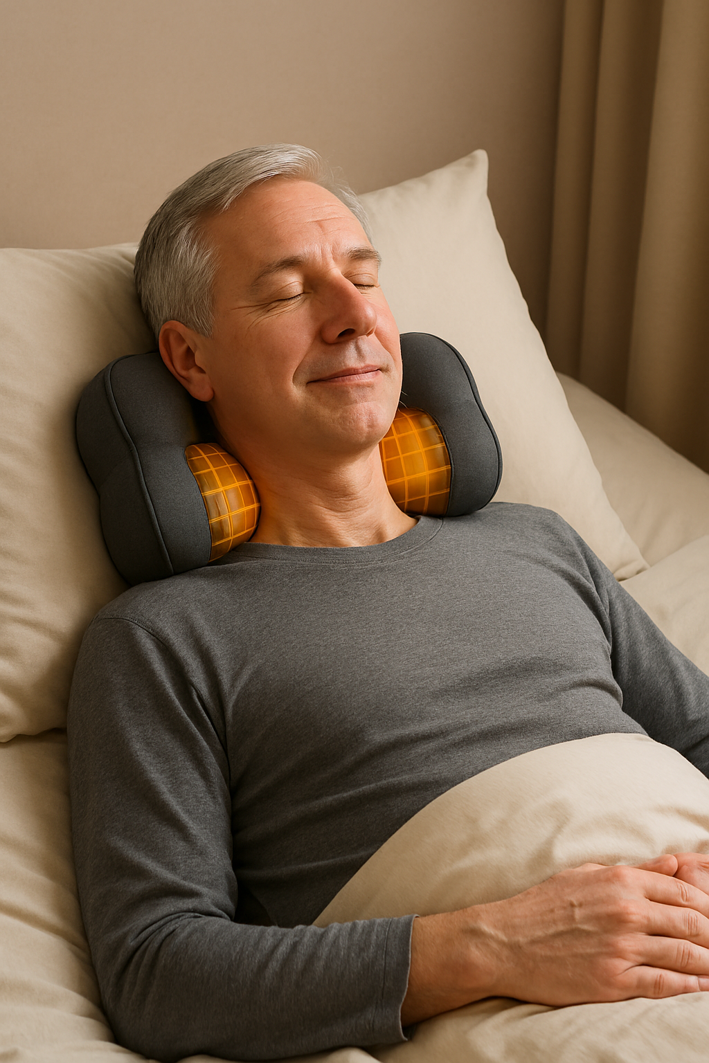 coussin chauffant homme entrain de relaxer de sa séance de massage