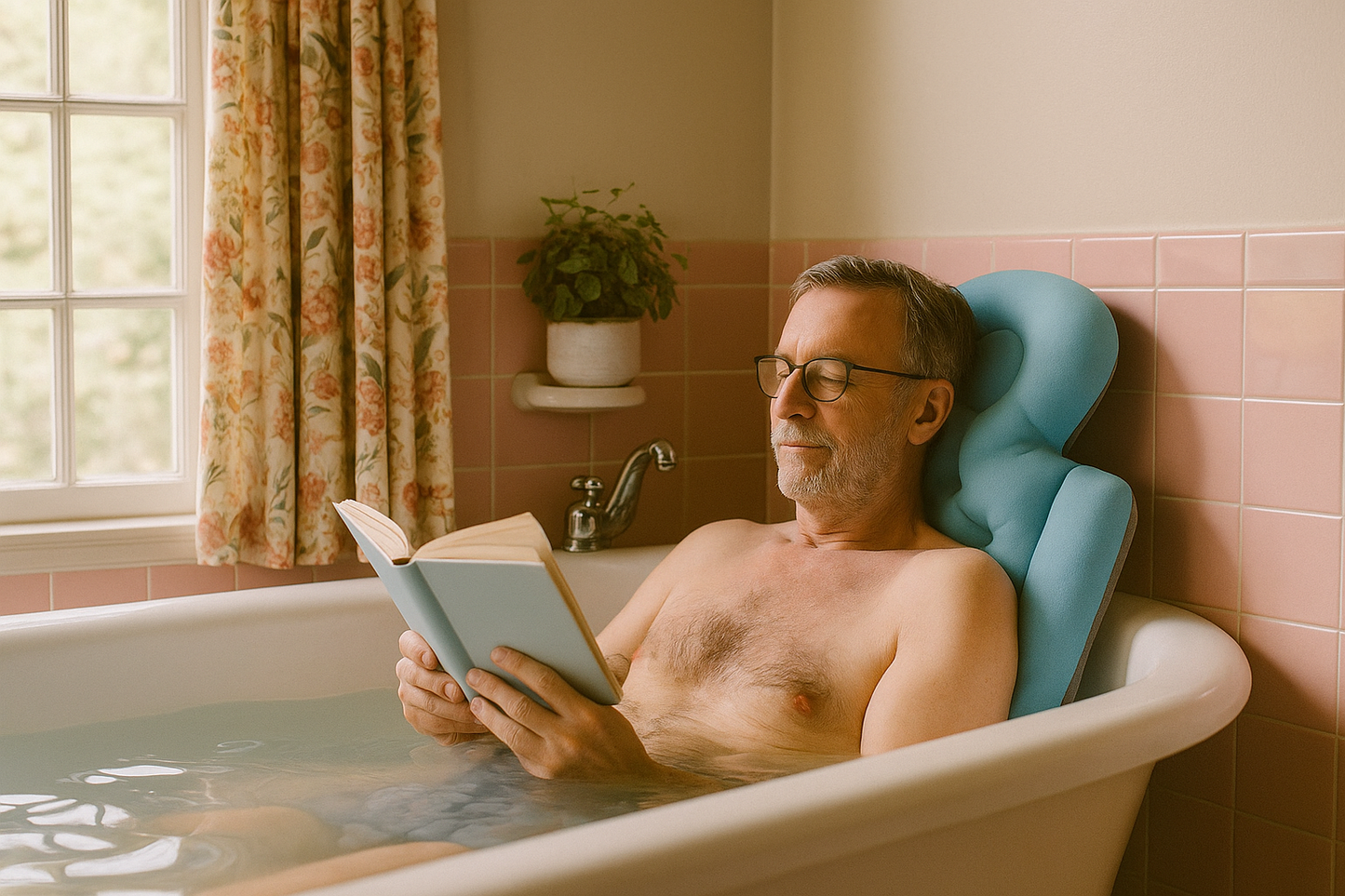 coussin de bain homme détente lecture