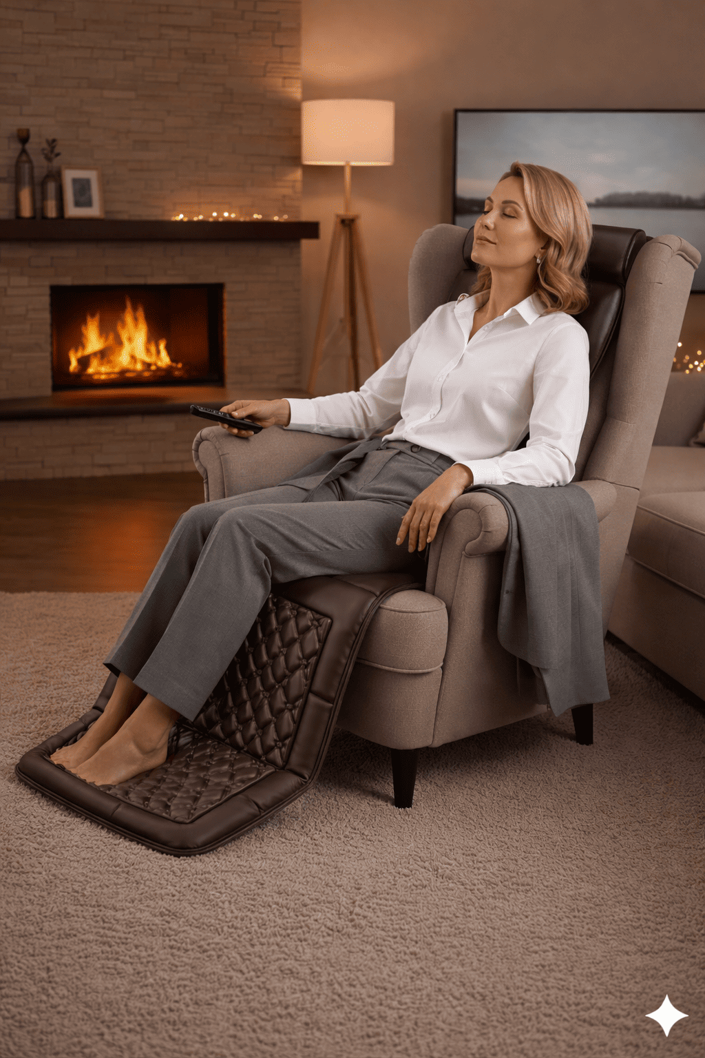 Appareil masseur pieds femme detente salon