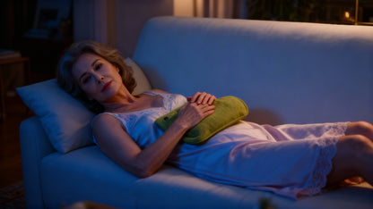 bouillotte electrique mainvelours femme relaxation salon