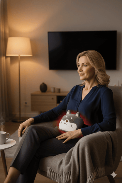 Bouillotte peluche Calinova™ : chaleur douce et apaisante pour les règles - Enfin Actif 50+