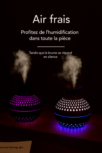 Brumea™ | Diffuseur Élégance Vintage Bois & Fleur - Mini USB, Silencieux & Multicolore - Enfin Actif 50+