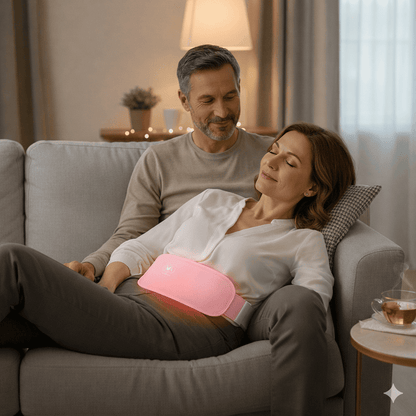 ceinture chauffante lunatherm couple detente salon