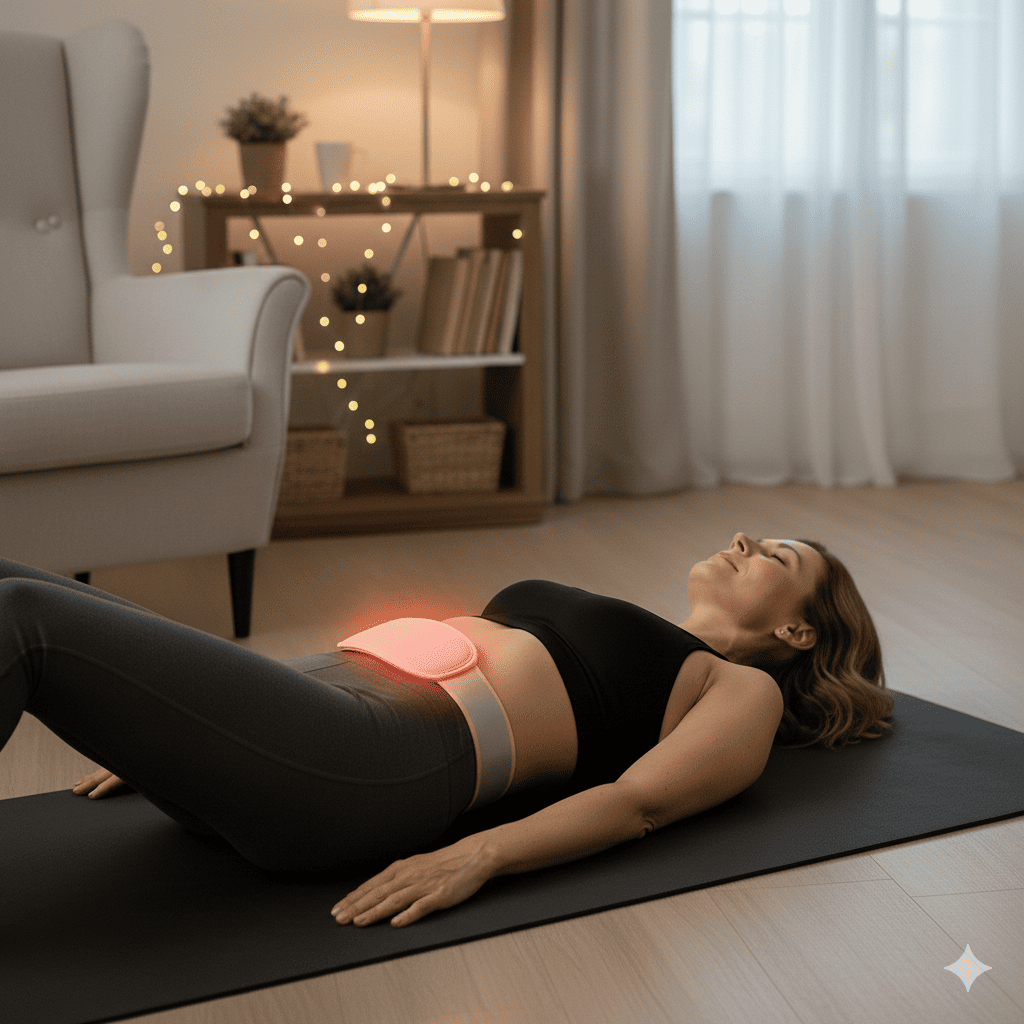 ceinture chauffante lunatherm femme relaxation au salon