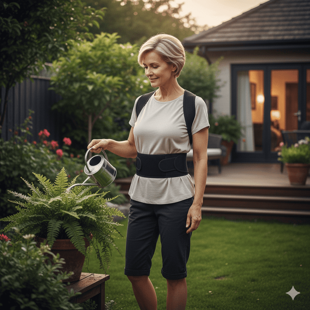 correcteur de posture posturepro femme jardinage