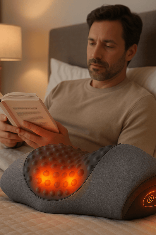 Coussin chauffant cervical SomniCerv™ – Massage relaxant pour seniors | Soulage tensions & améliore le sommeil