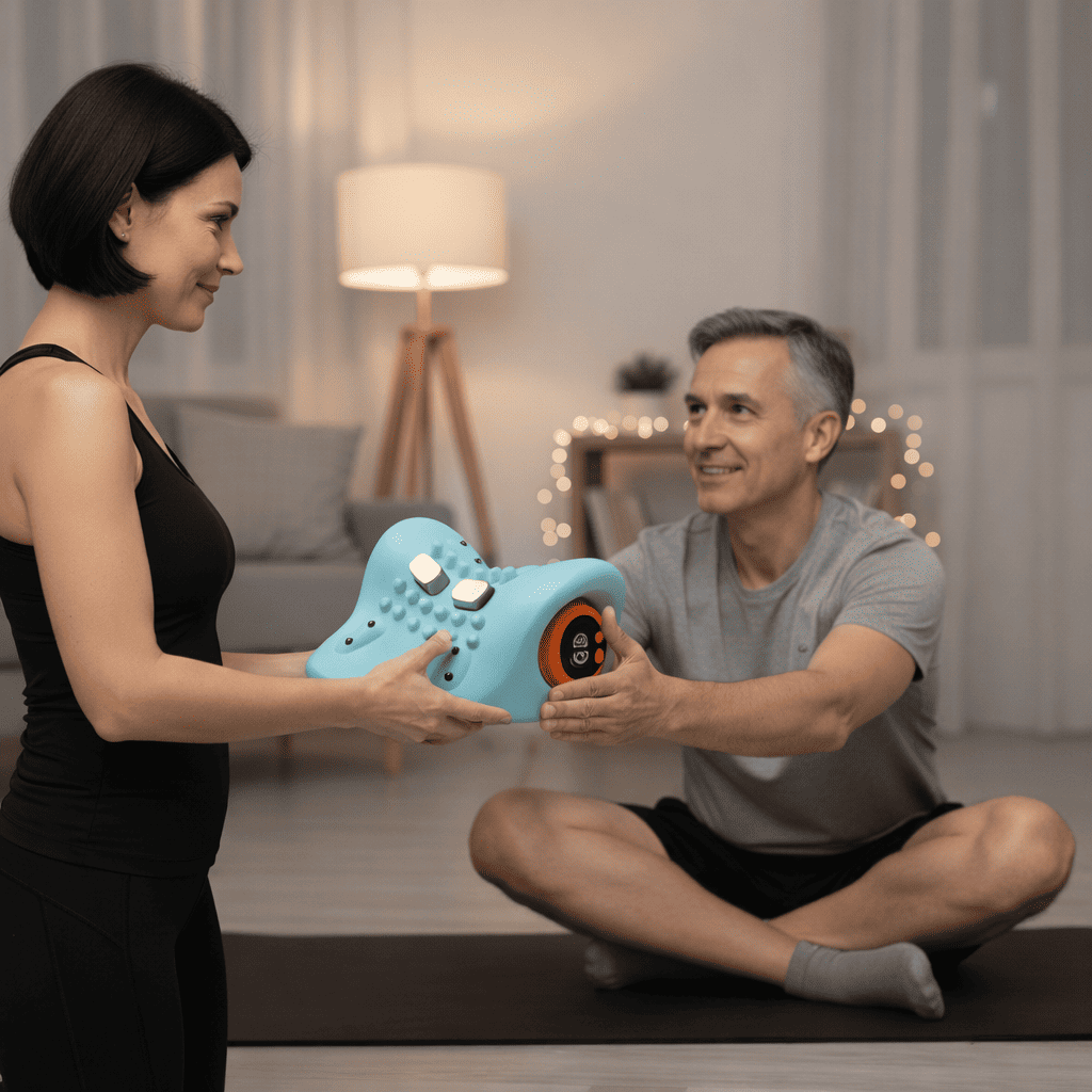 coussin chauffant cervicales homme preparation seance salon