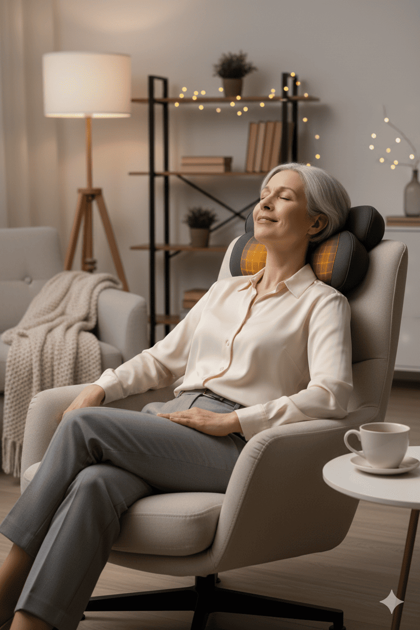 coussin chauffant somniserv femme detente cervicale