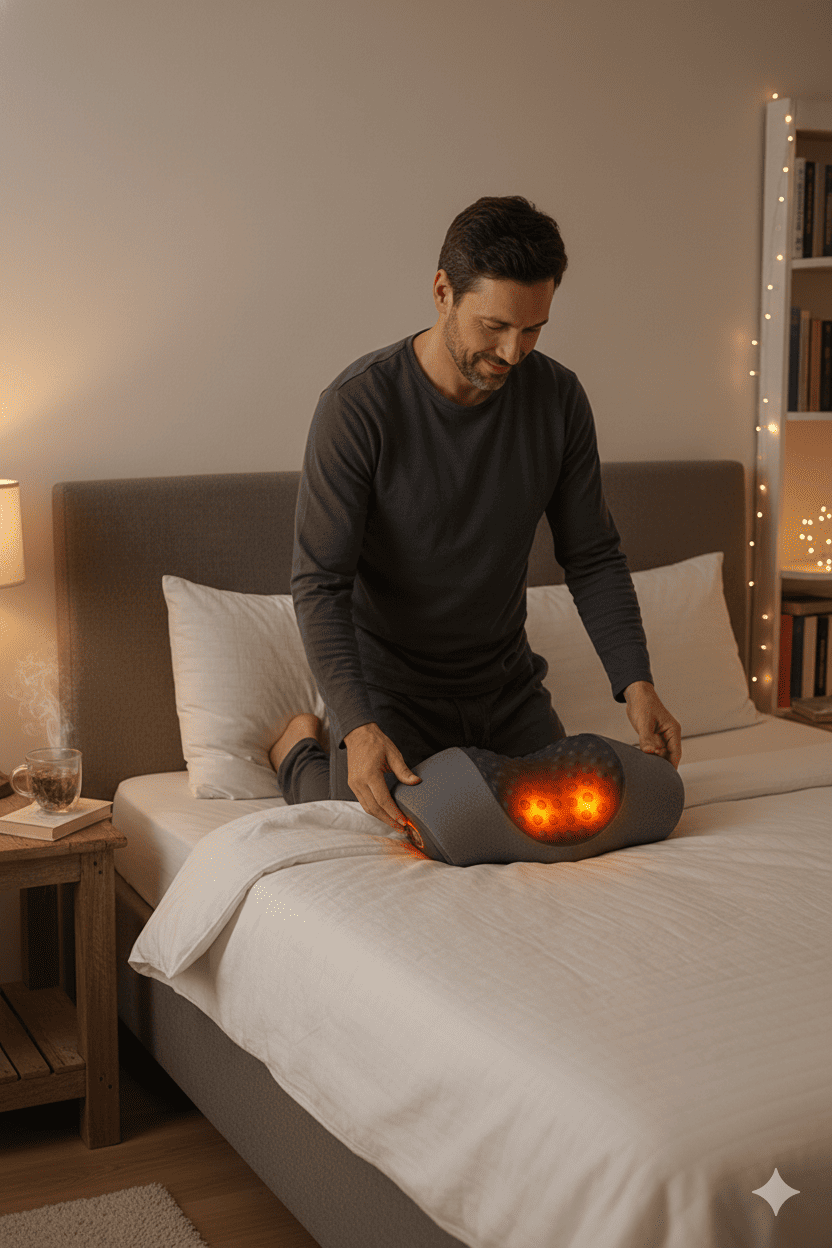 coussin chauffant somniserv homme detente lit