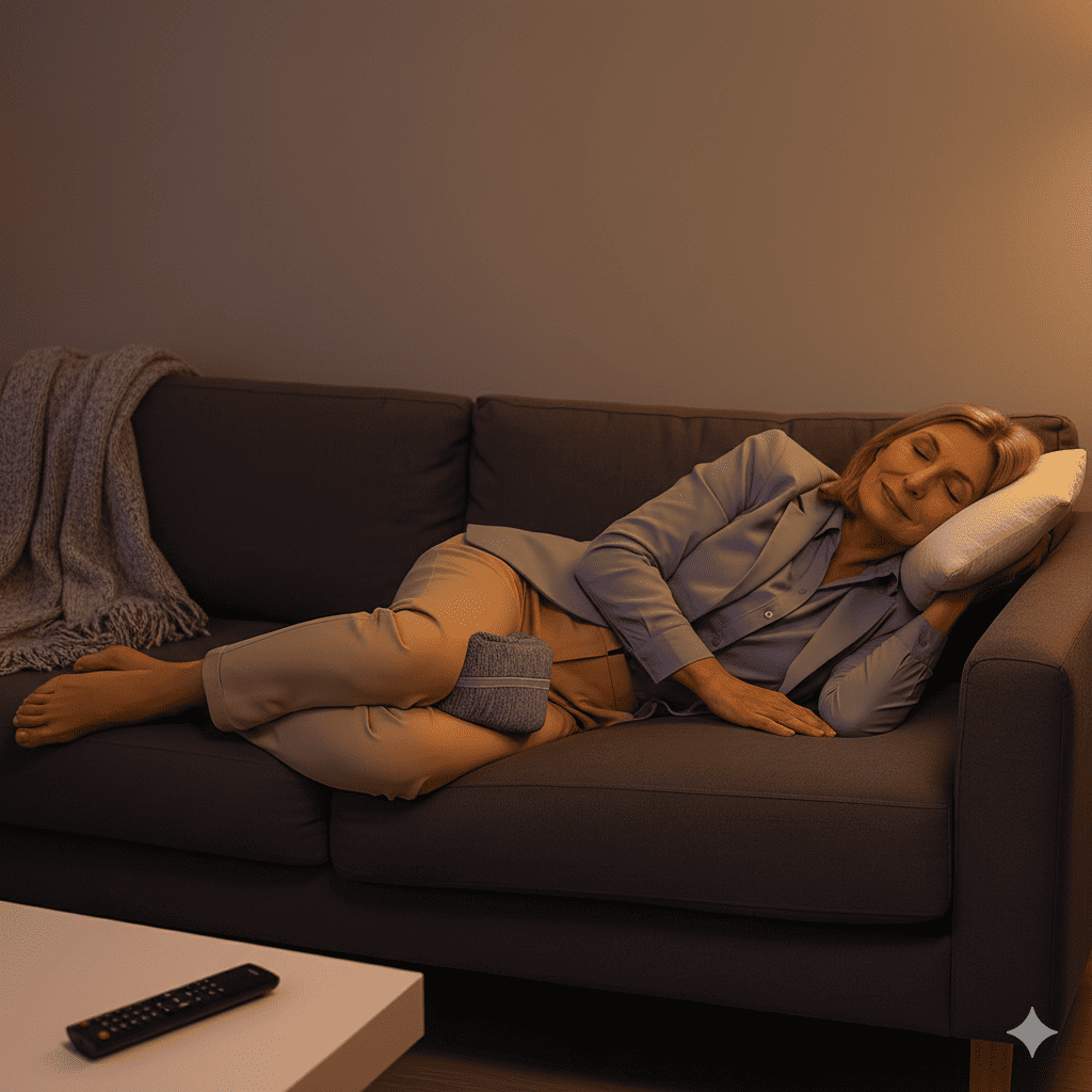 coussin ergonomique LegNest femme detente salon