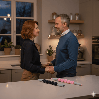 rouleau de massage vitalroll couple detente en cuisine
