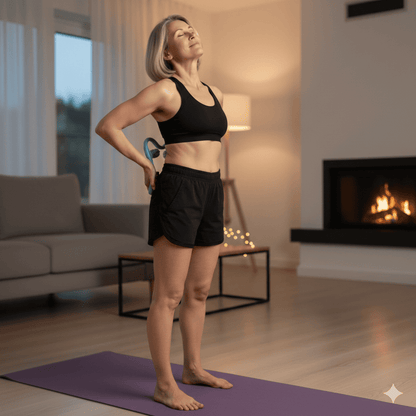 rouleau massage rollease femme detente du dos au salon