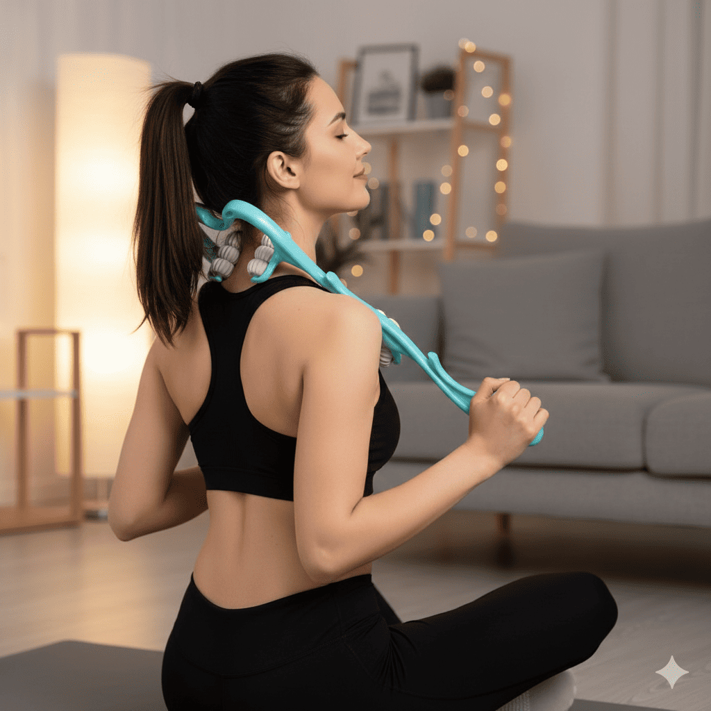 rouleau massage rollease femme etirement au salon