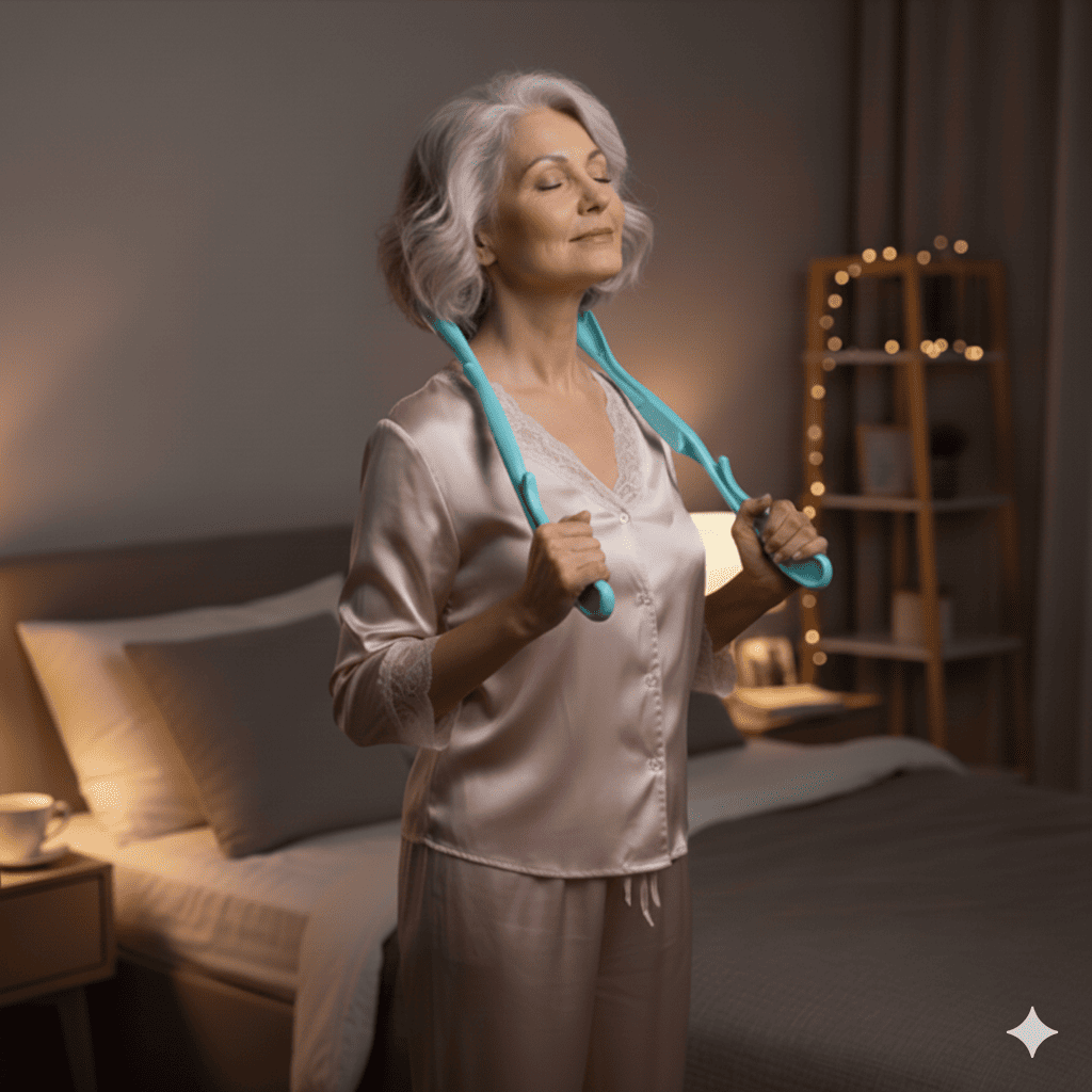 rouleau massage rollease femme relaxation le soir avant le coucher