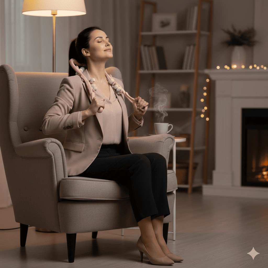 rouleau massage rollease femme soulager le cou