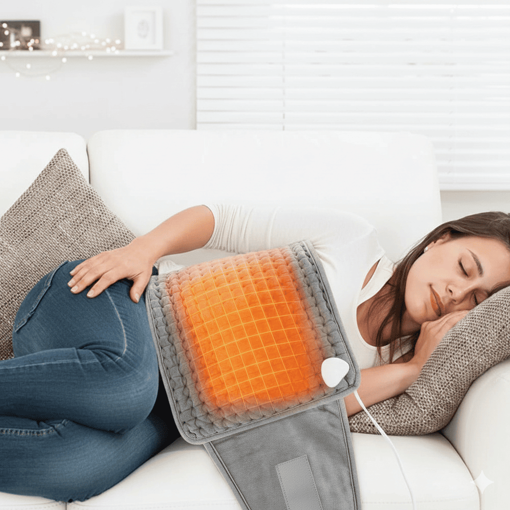 tapis chauffant unidoux femme detente au salon