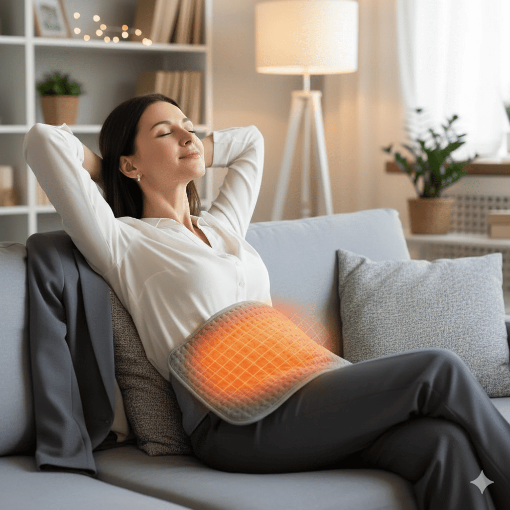 tapis chauffant unidoux femme au salon